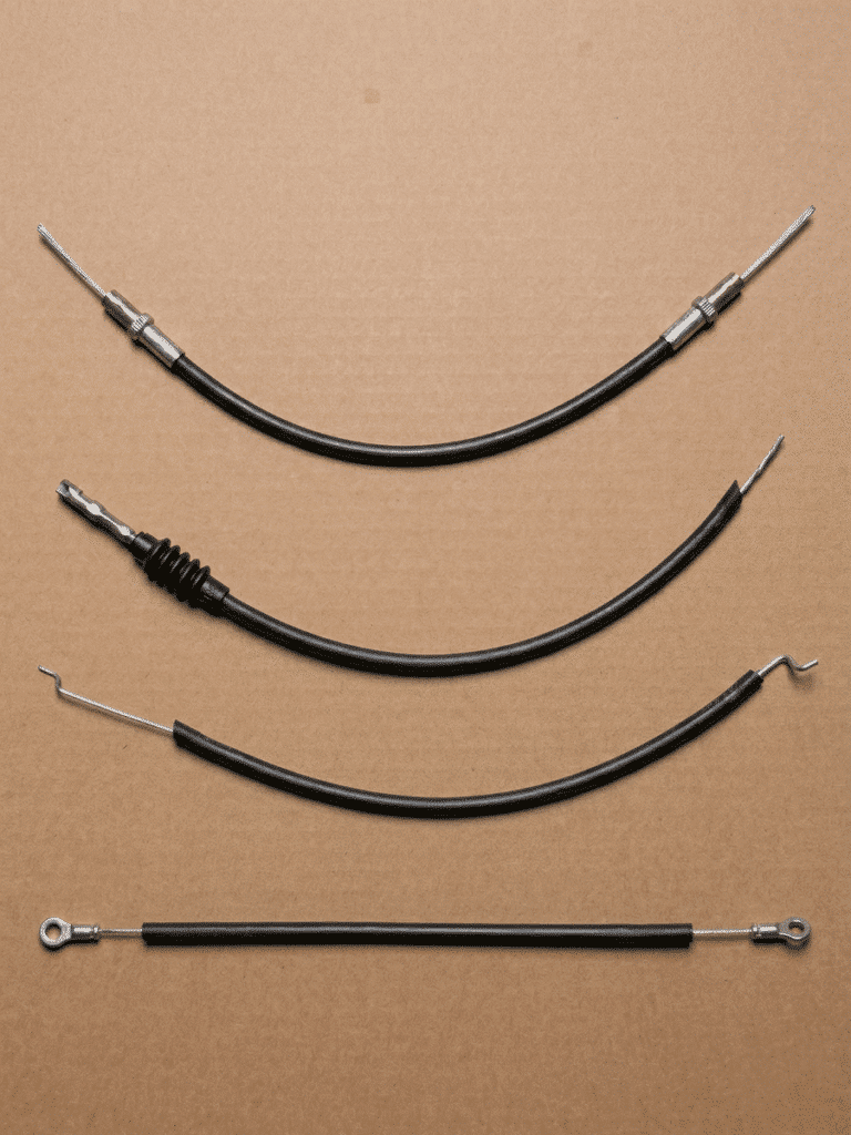An image of Custom Cable Assemblies line up in brown background